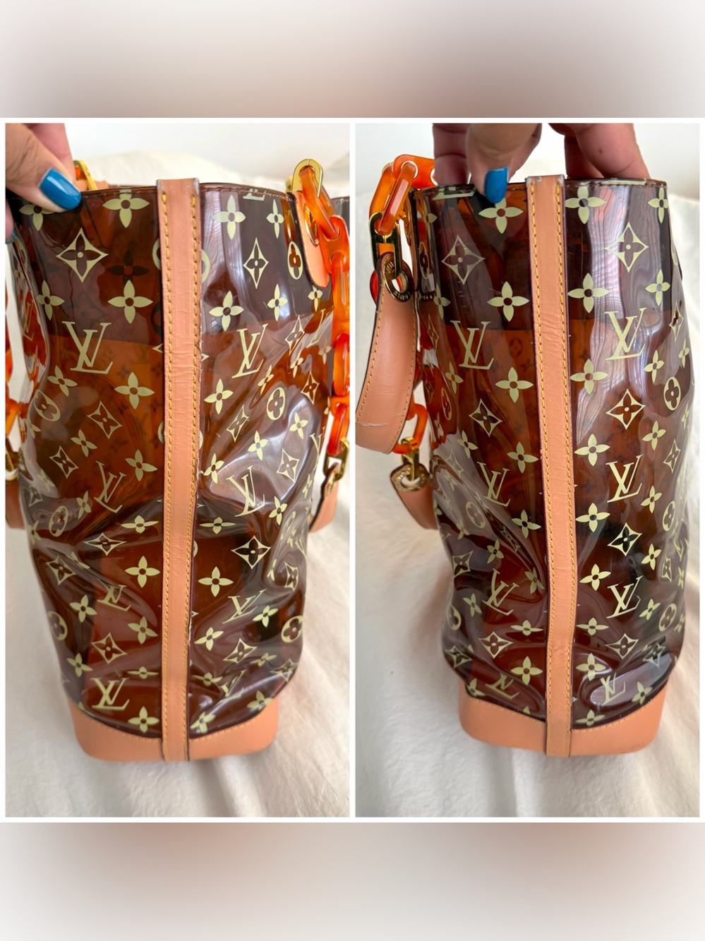 👑✅PRICE FIRM✅ Fashion Logo Clear PVC Shoulder Bag. Used - Picture 4 of 17
